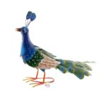 Decoratiune gradina, metalica, paun, 76x30x46 cm