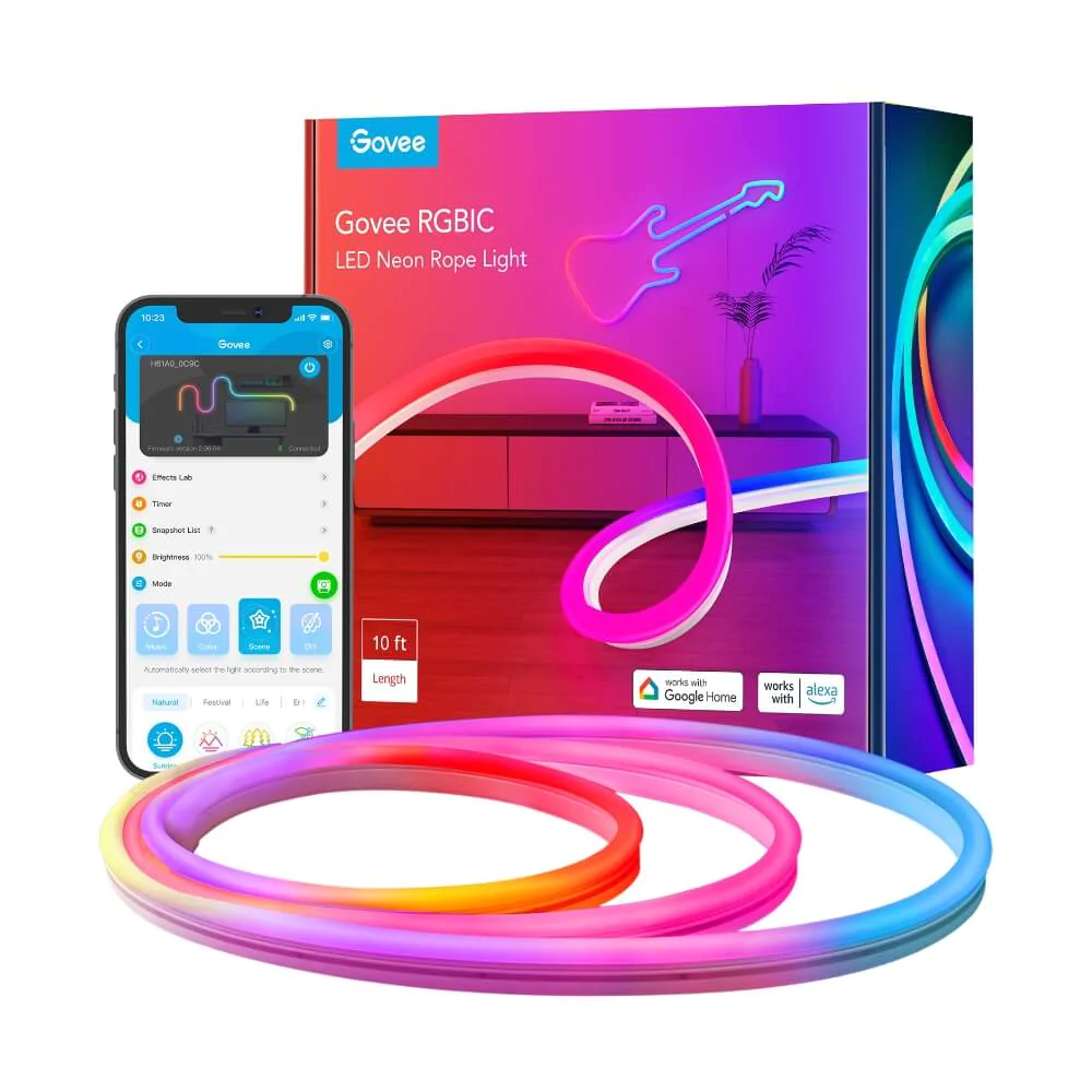 Banda LED Neon Govee H61A2 RGBIC, Inteligenta, Sincronizare Muzica, Wifi, 5m, Waterproof IP67, Alexa, Google Asistant Banda LED Neon Govee H61A2 RGBIC, Inteligenta, Sincronizare Muzica, Wifi, 5m, Waterproof IP67, Alexa, Google Asistant