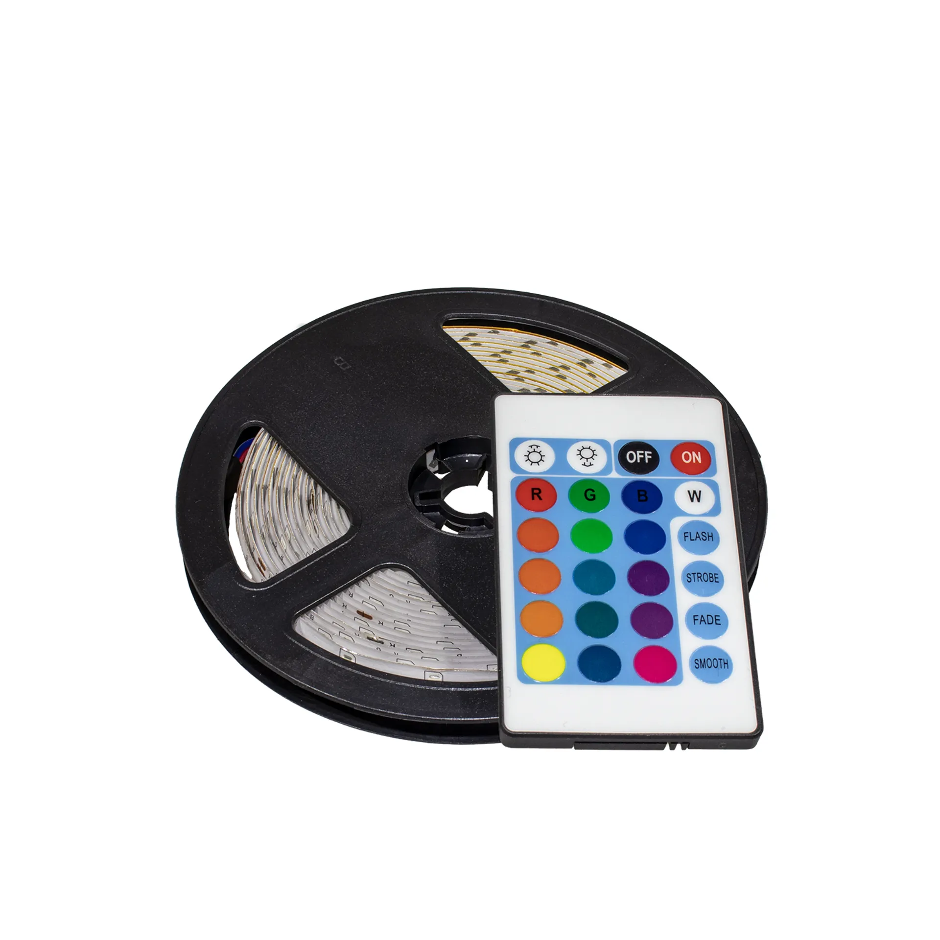 Banda LED cu silicon, Color RGB, 5 m, cu telecomanda IR cu 24 taste, 16 culori, 5 moduri iluminare, luminozitate reglabila