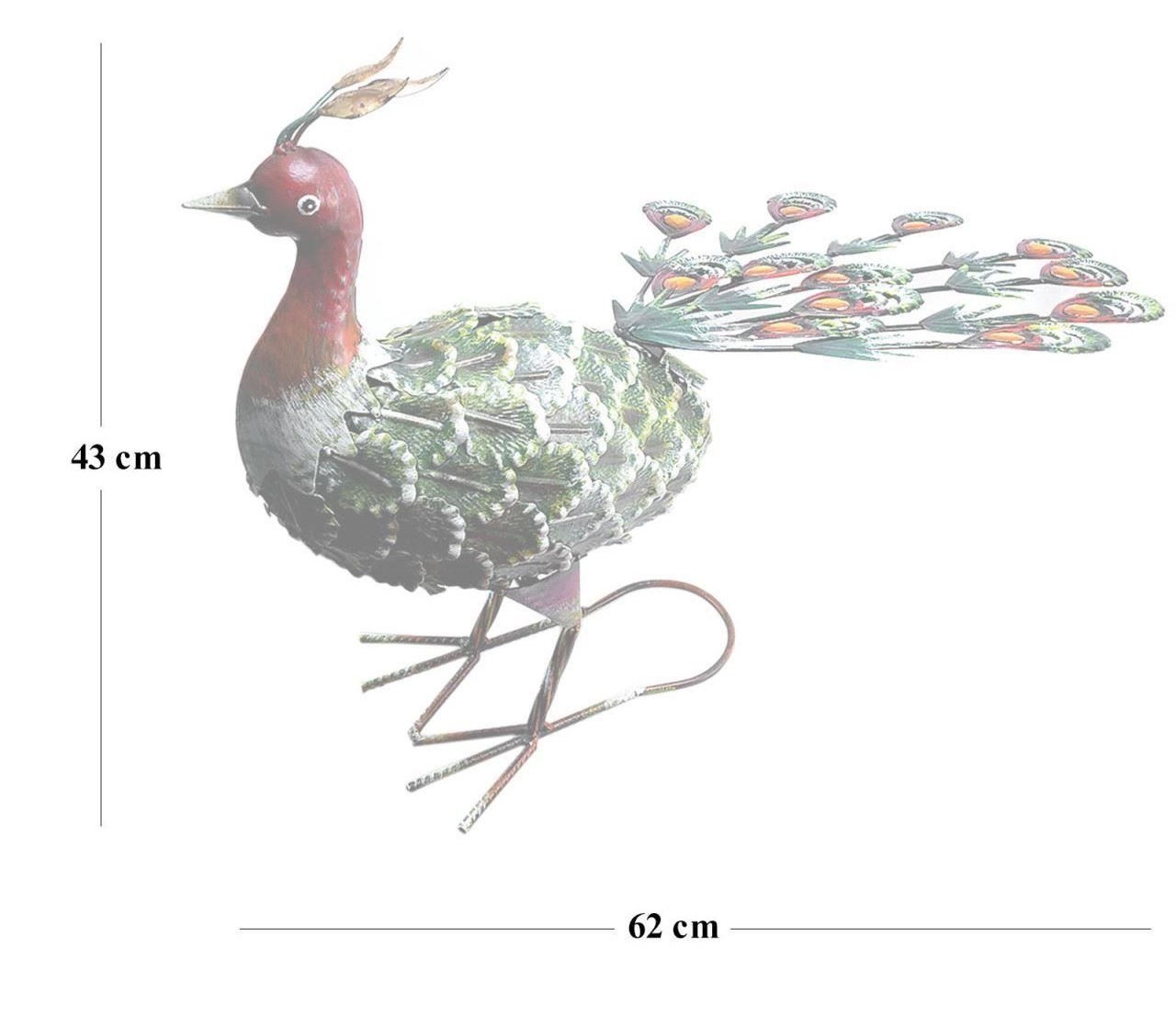 Decoratiune gradina, metalica, paun verde, 23x62x43 cm