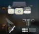 Lampa solara de perete MustWin cu 3 panouri, senzor de miscare, 1000 lm, LED, 112 leduri, 3 moduri, incarcare solara