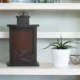 Mini Semineu decorativ tip felinar cu efect real de flacara 3D, baterii, timer