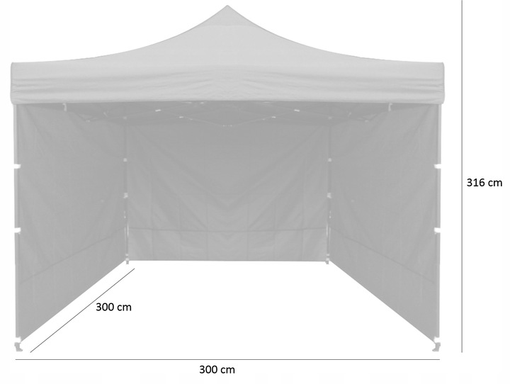 Pavilion pentru gradina/comercial, cadru metalic, 3 pereti, pliabil, negru, 3x3x3.16 m