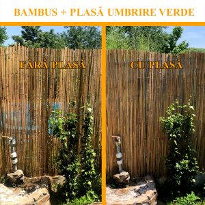 Gard/paravan din bambus natural, 5x1.5 m