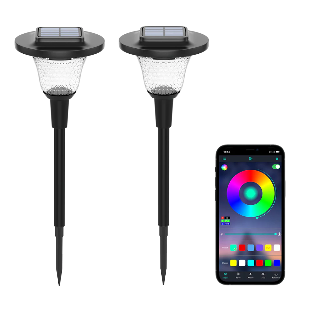 Set 2 lampi solare MustWin RGBW Inteligente, Bluetooth, Control App Set 2 lampi solare MustWin RGBW Inteligente, Bluetooth, Control App
