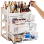 Organizator multifunctional pentru cosmetice si accesorii Soulima, 3 sertare transparente, compartimente multiple