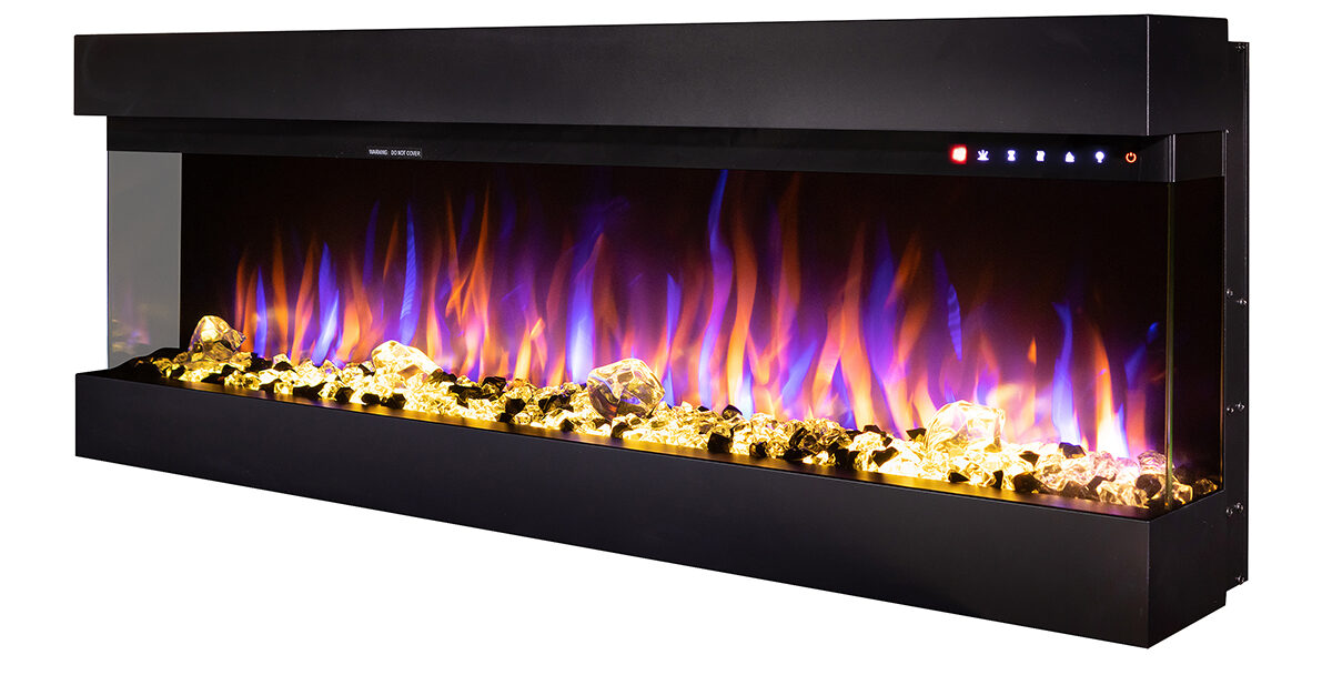 Semineu Electric incorporabil sau de perete 3D Dalas Imperial 4XL, 30 de combinatii de culori, 254 x 49,3 cm, Incalzire, Termostat, Telecomanda, Timer, 1500W