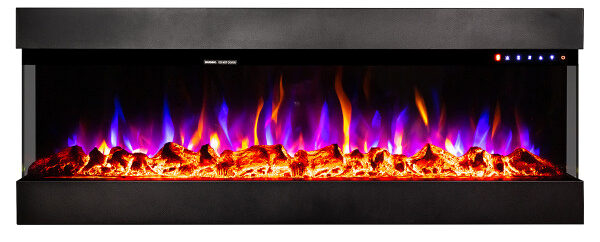 Semineu Electric incorporabil sau de perete 3D Dalas Prestige, 30 de combinatii de culori, 93 x 48 cm, Incalzire, Termostat, Telecomanda, Timer, 1500W