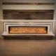Semineu Electric Majestic Gold XXL, 180 x 60 cm x 32 cm, Lemn Masiv Stejar Alb cu Insertii Aurii, Flacara 3D si Jar incandescent, Telecomanda, Timer, Alb - imagine 3