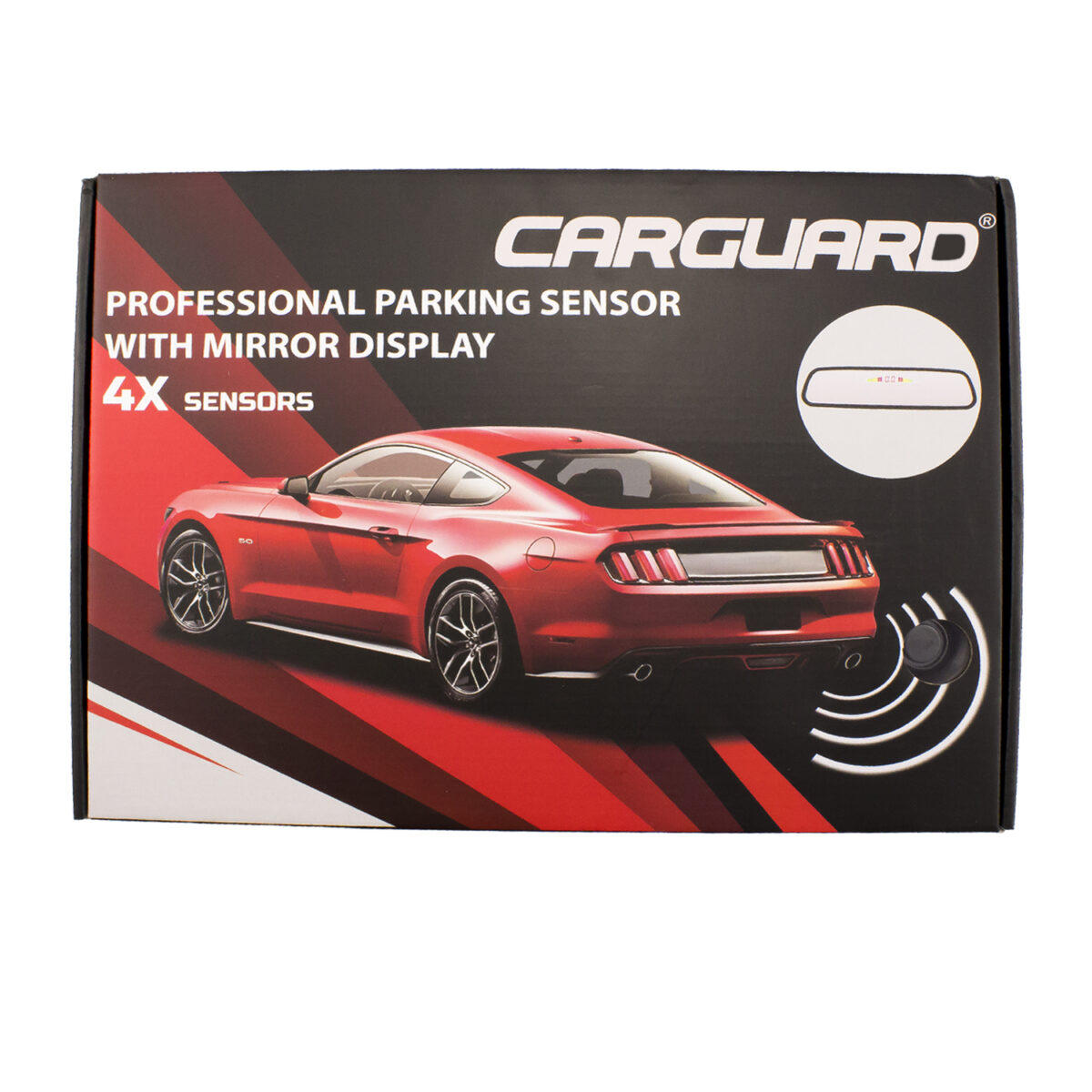 Set senzori de parcare Carguard, cu afisaj in oglinda, raza actiune 0-2 m, 4 senzori
