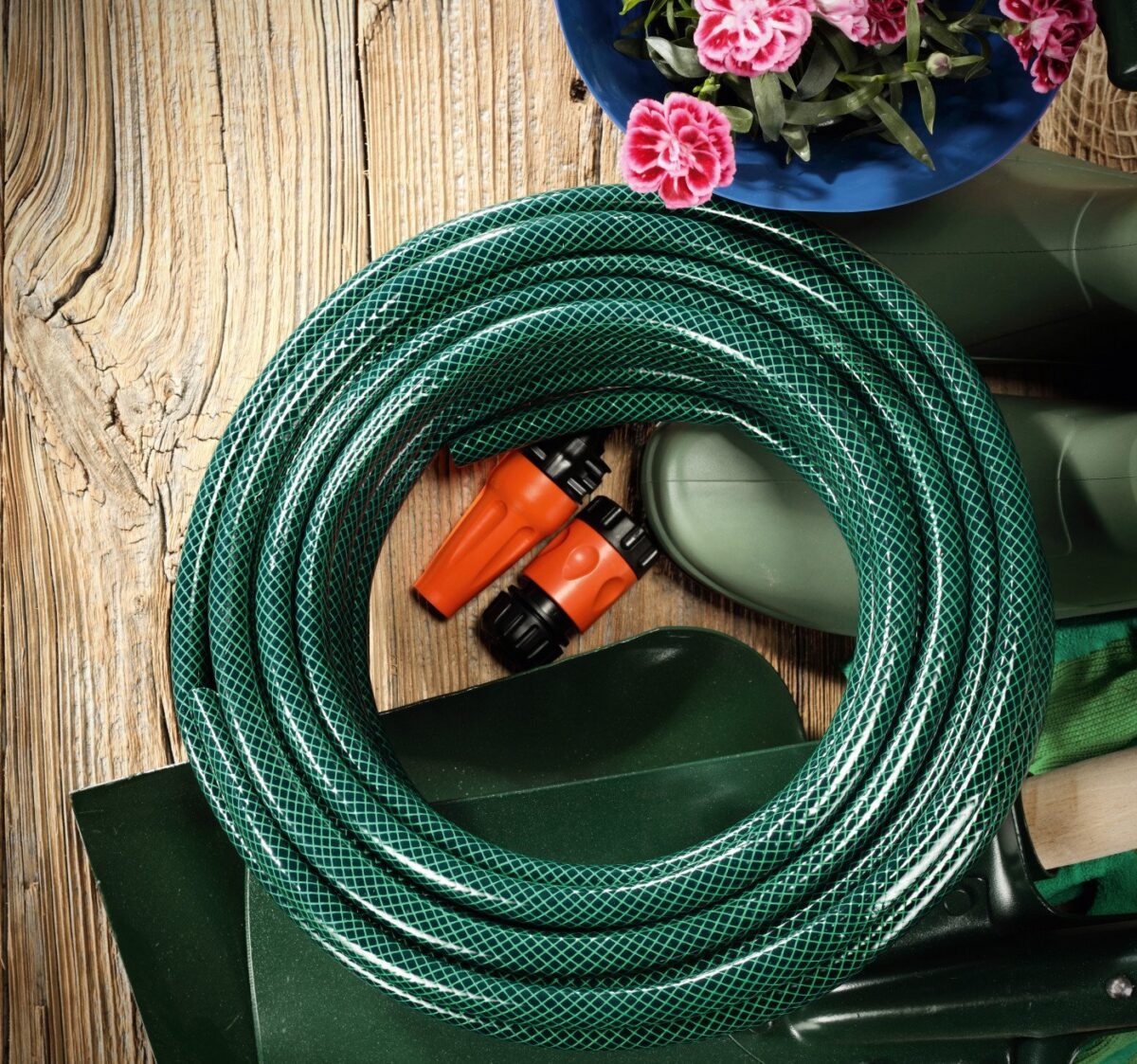 Set Furtun pentru gradina Cellfast ECONOMIC, 3 straturi cu armatura, 1 2   15m, protectie UV, stropitor, conector - imagine 2
