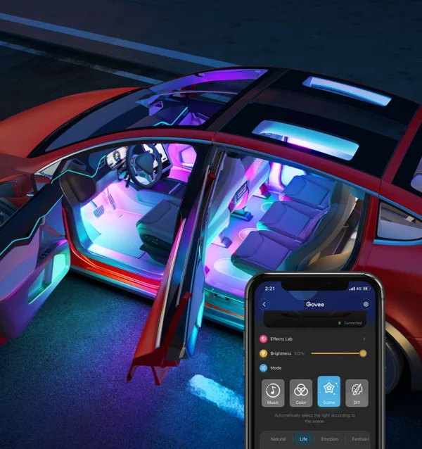 Banda LED Auto Govee H7090 RGBIC, Sincronizare Muzica, Control App, Telecomanda, 30 de scene - imagine 9