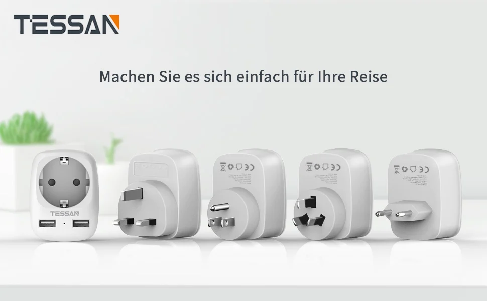 Adaptor priza Marea Britanie, Europe to UK, Tessan TS-611, EU - UK, 2 x USB - 2,4A, 10A 1 Adaptor priza Marea Britanie, Europe to UK, Tessan TS-611, EU - UK, 2 x USB - 2,4A, 10A