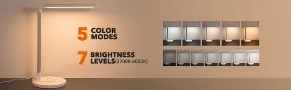 Lampa LED de birou Smart TaoTronics TT-DL036, cu incarcator wireless, control touch, USB, 12W, 410 lm, Alb - imagine 11