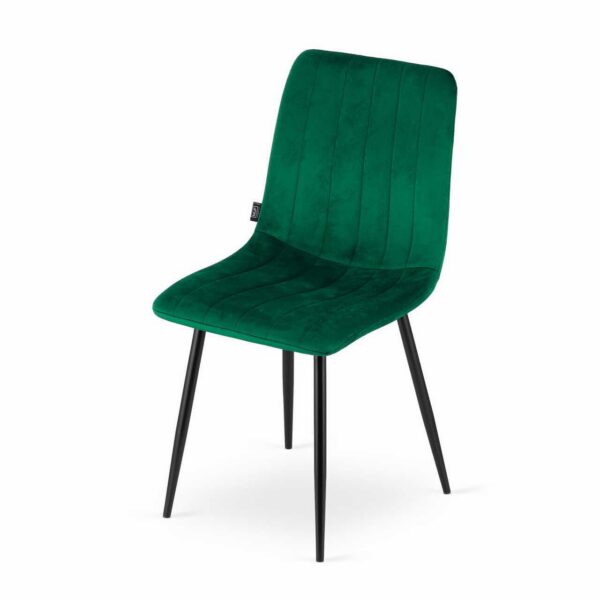Scaun bucatarie/living, Artool, Lava, catifea, metal, verde si negru, 43x51x90 cm - imagine 2