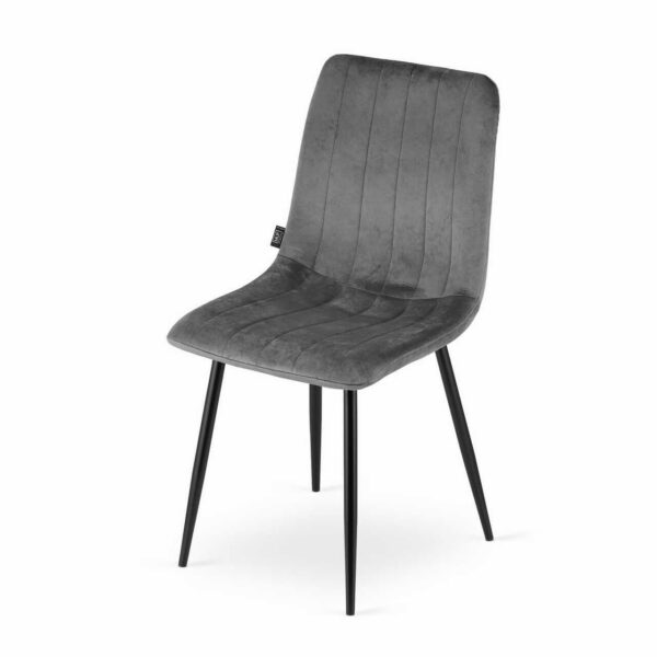 Scaun bucatarie/living, Artool, Lava, catifea, metal, gri si negru, 43x51x90 cm - imagine 2