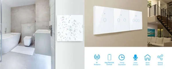 Intrerupator Smart cu Touch Rovo FN3C, 3 canale, Sticla Securizata, Tuya, Life Smart, RF 433MHz, Alexa si Google Assistant, fara nul - imagine 8