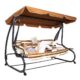Balansoar gradina, Springos, 4 locuri, maro, crem, 230x130x162 cm, functie pat, max 300 kg - imagine 5