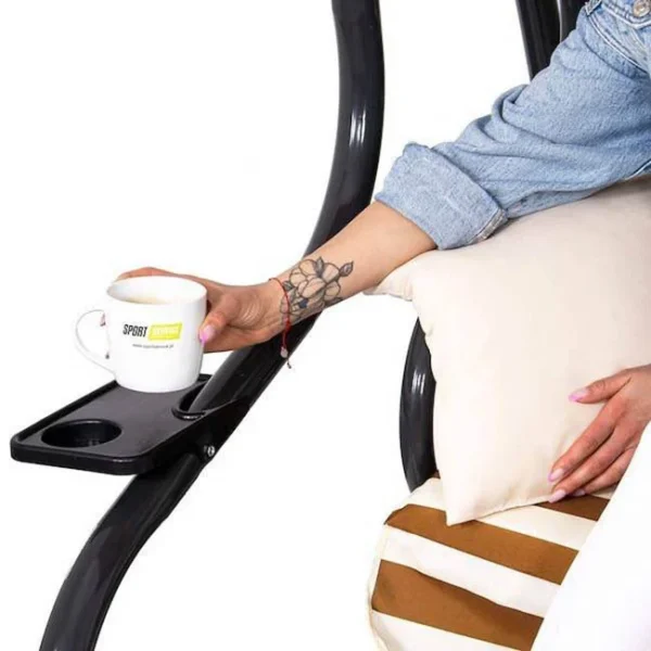 Balansoar gradina, Springos, 4 locuri, maro, crem, 230x130x162 cm, functie pat, max 300 kg - imagine 10