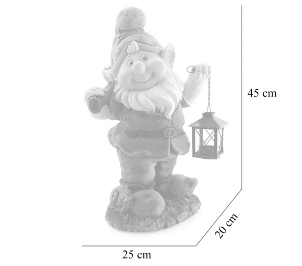 Decoratiune gradina, ceramica, pitic cu felinar si harlet, 25x20x45 cm - imagine 8