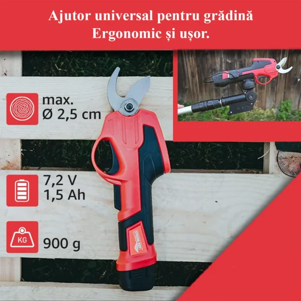 Foarfeca electrica de gradina, cu acumulator 1.5 Ah, incarcator 7.2 V, maner telescopic, Strend Pro - imagine 12