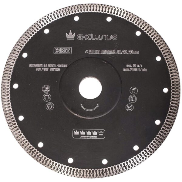 Disc diamantat turbo subtire, placi ceramice, taiere umeda si uscata, 200 mm/25.4 mm, Richmann Exclusive - imagine 1