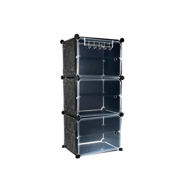 Raft/dulapior depozitat incaltaminte, modular, 6 polite, plastic, negru, 44.5x30x93 cm - imagine 1