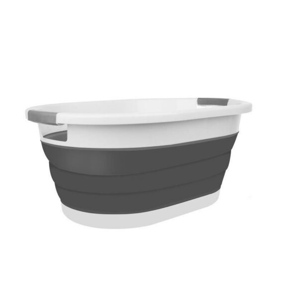 Cos rufe, 2 manere, pliabil, silicon, gri si alb, 25 L, 53.5x38x6/15/24 cm - imagine 1