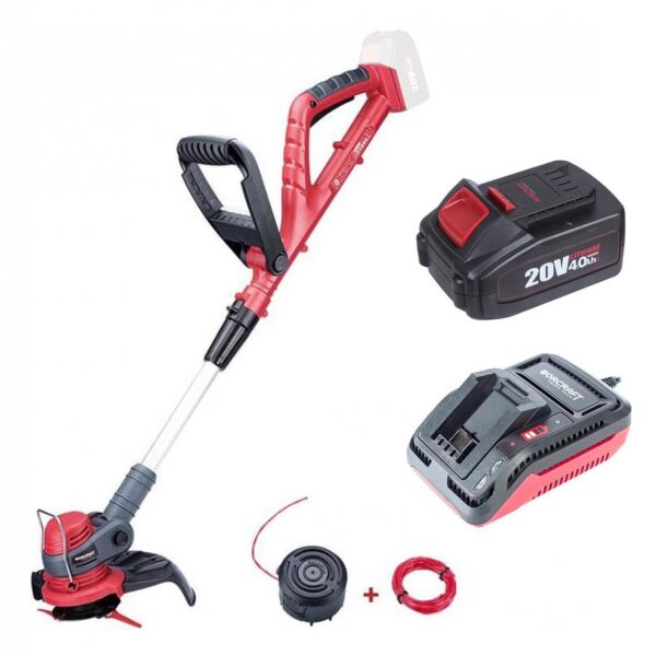 11757836_big.jpg Motocoasa, trimmer, pentru tuns iarba, electric, cu acumulator 4 Ah, incarcator 20V Li-ion, maner telescopic, 24 cm, Worcraft - imagine 1
