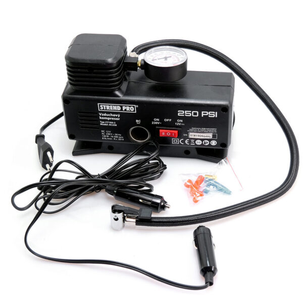 Compresor aer auto 230V / 12V 250PSI cu manometru, Strend Pro - imagine 1