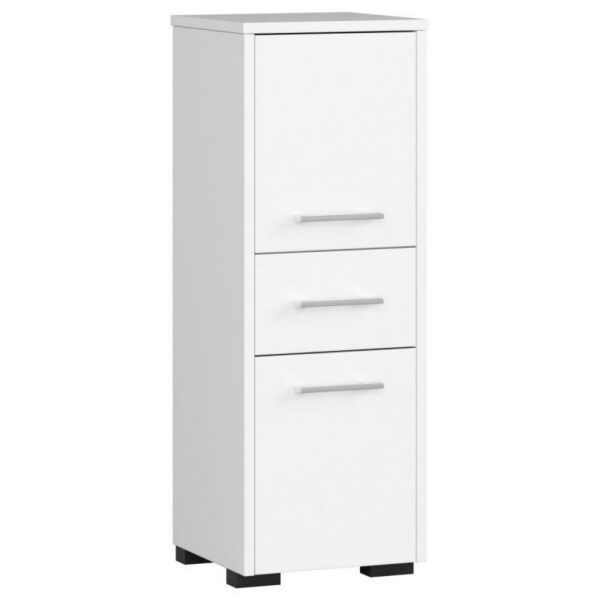 Dulap baie, placa laminata, 1 sertar, 3 rafturi, 2 usi, alb, 30x30x85 cm - imagine 1