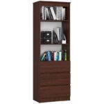 Biblioteca, placa laminata, 3 sertare, 3 rafturi, wenge, 60x35x180 cm