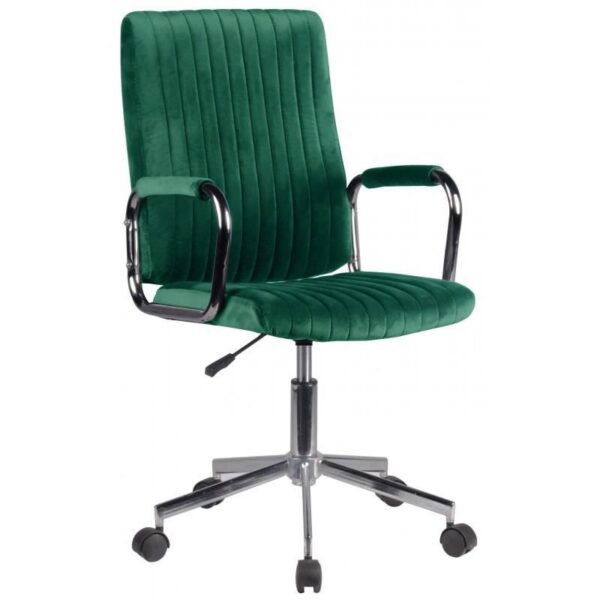 Scaun rotativ, catifea, verde, max 120 kg, 51x61x92/102 cm - imagine 1