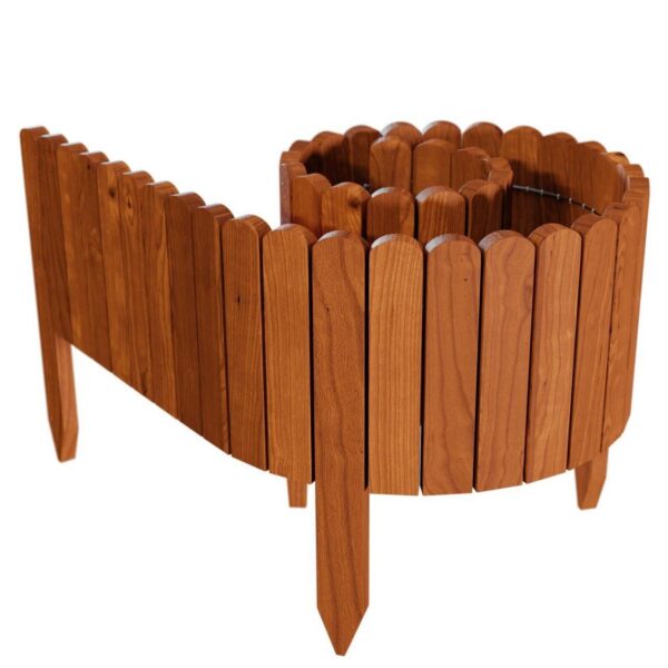 Gard de gradina decorativ din lemn, maro, 200x20 cm - imagine 1