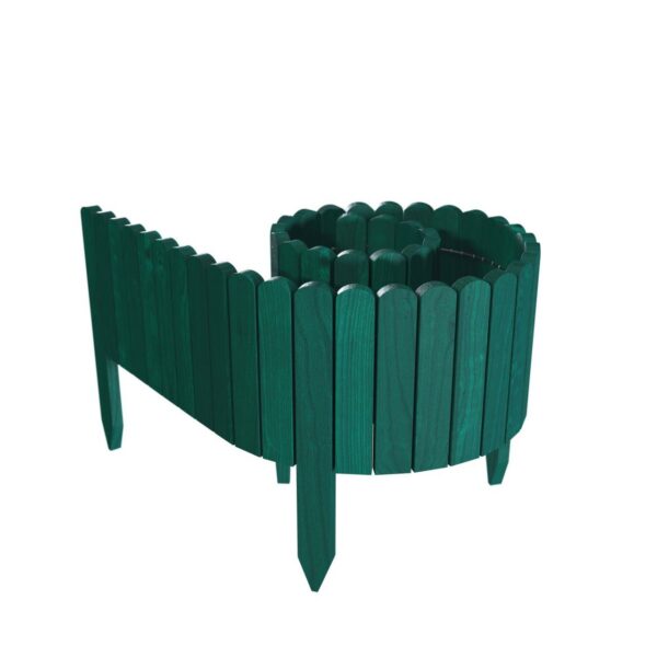 Gard de gradina decorativ din lemn, verde, 200x30 cm - imagine 1