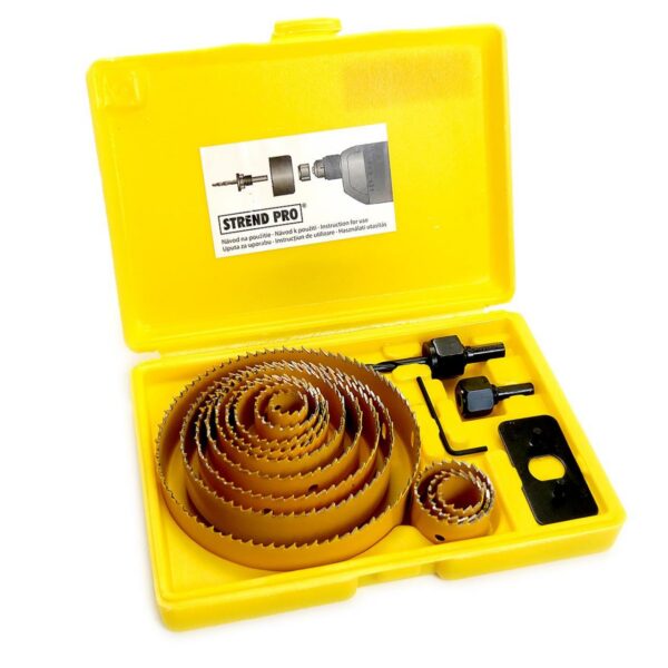 Freze circulare bi-metal, pentru rigips, lemn, set 16 buc, 19-127 mm, Strend Pro - imagine 1