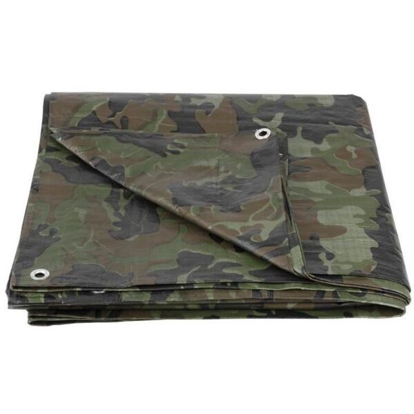 Prelata impermeabila cu inele, 3.9x4.9 m, PE, 80 g/mp, camuflaj, 20 mp - imagine 1