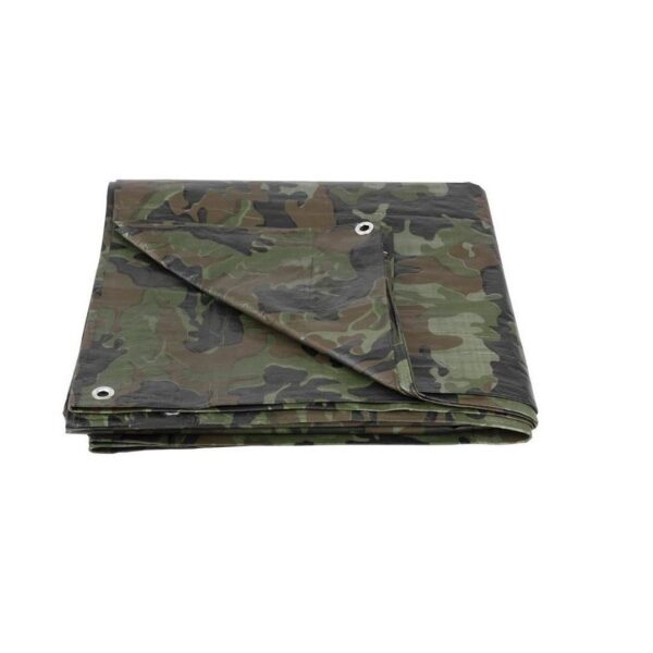 Prelata impermeabila cu inele, 7.9x11.9 m, PE, 80 g/mp, camuflaj, 96 mp - imagine 1