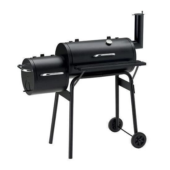 11759875_big.jpg Gratar gradina, grill dreptunghiular, cu roti, capac, afumatoare si horn, 112x63x117 cm - imagine 1