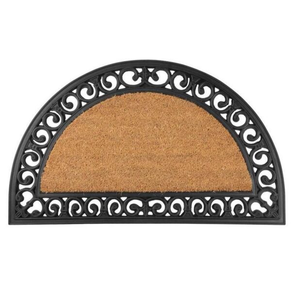 Covoras intrare, semirotund, guma, 75x45 cm, Ornament - imagine 1