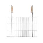 Grill, pentru gratar, dreptunghiular, cromat, maner lemn, 58x38 cm