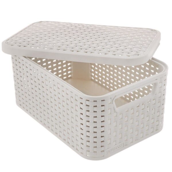 Cos rufe, 2 manere, capac, plastic, crem, 45x33x25 cm, Curver - imagine 1