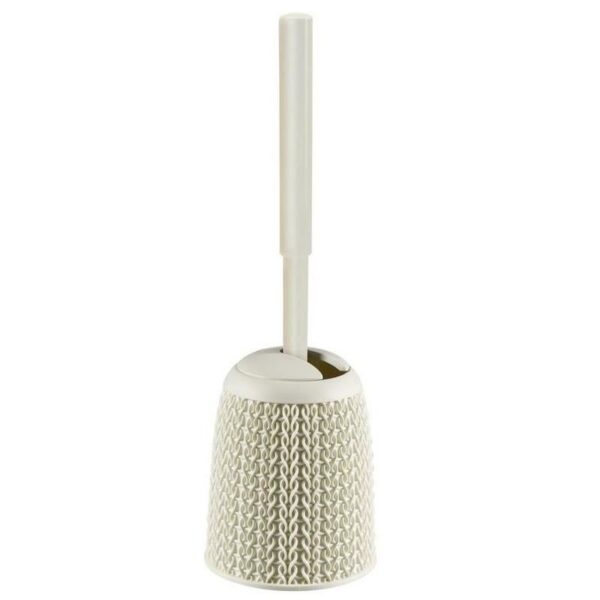 Perie wc/toaleta, cu suport, pentru baie, plastic, crem, 14x14x43 cm, Curver - imagine 1