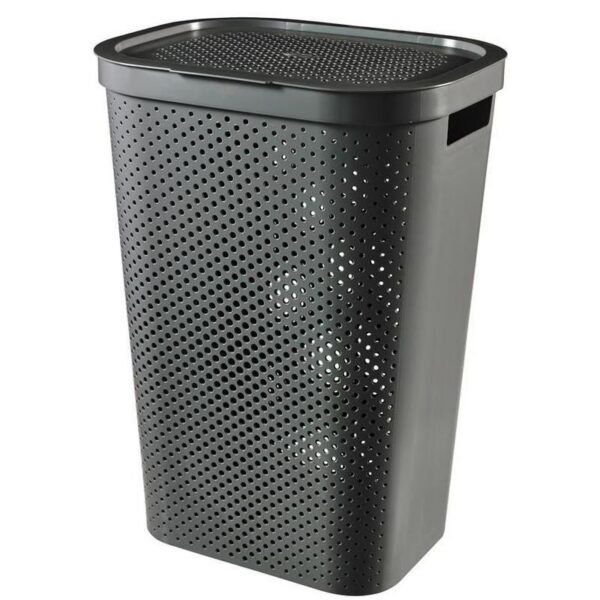 Cos rufe, 2 manere, capac, plastic, antracit, 60 L, 44x35x60 cm, Infinity Recycled, Curver - imagine 1