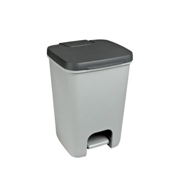 Cos de gunoi cu pedala, plastic, gri, 20 L, 30.3x29.4x42.8 cm, Curver - imagine 1