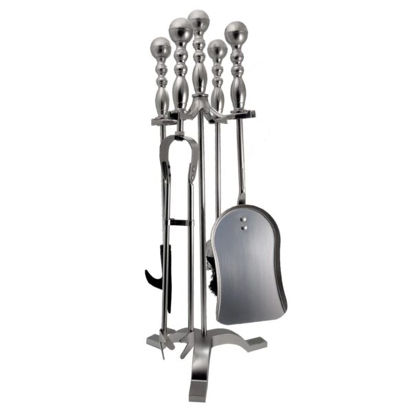 11760189_big.jpg Set accesorii semineu, suport cu 4 piese, nichel, 53 cm - imagine 1