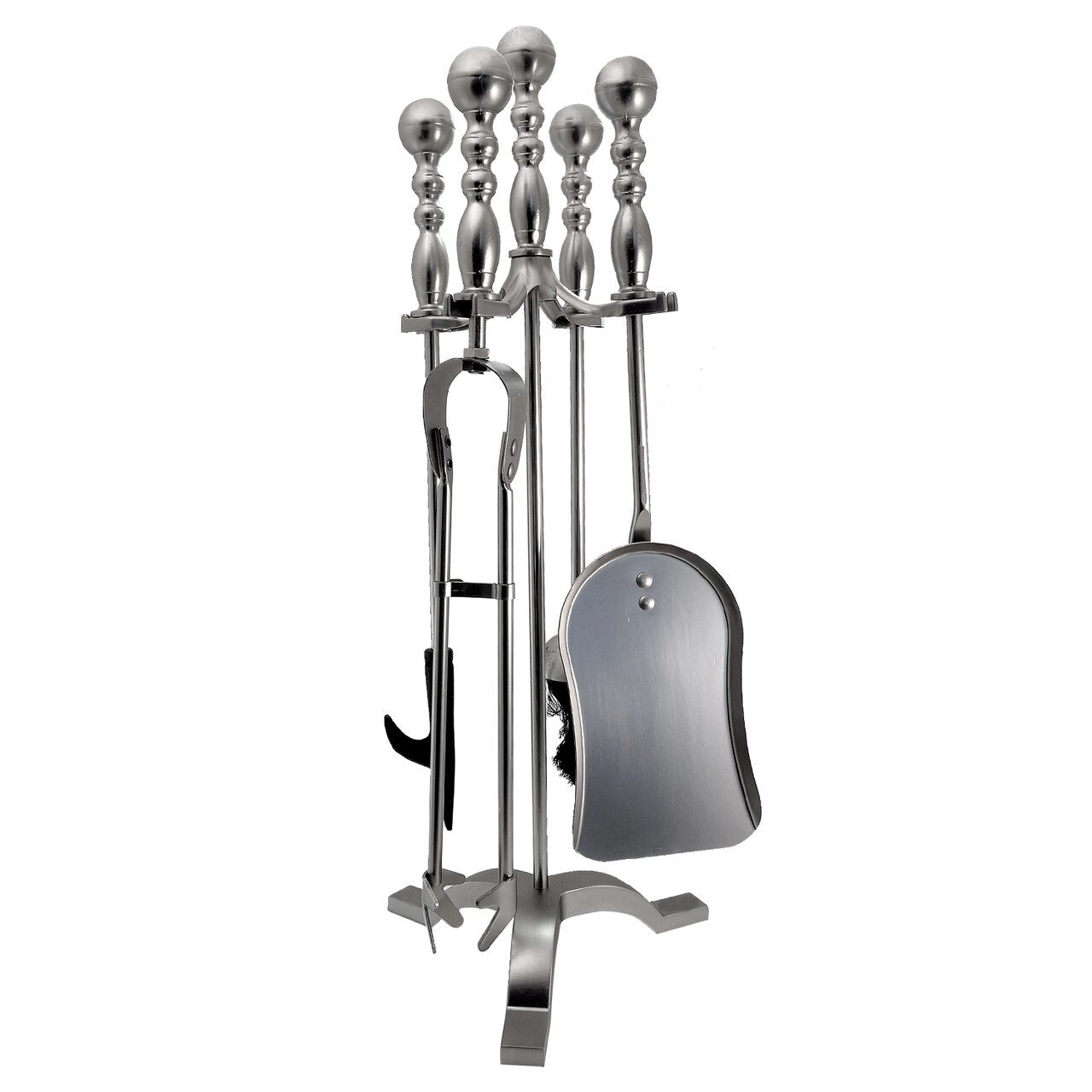 11760189_big.jpg Set accesorii semineu, suport cu 4 piese, nichel, 53 cm - imagine 1