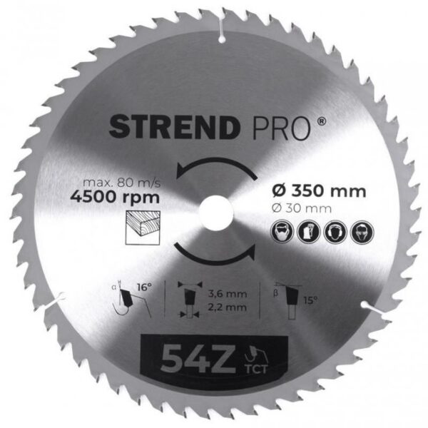 11760245_big.jpg Disc circular, pentru lemn, 54 dinti, 350 mm, Strend Pro - imagine 1