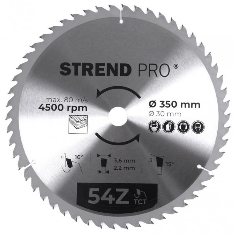 11760245_big.jpg Disc circular, pentru lemn, 54 dinti, 350 mm, Strend Pro - imagine 1