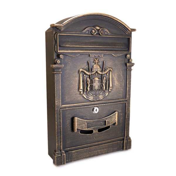 Cutie postala, aluminiu, bronz antic, 25.5x9x41 cm - imagine 1